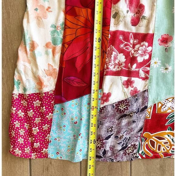 Sacred Threads Maxi Patchwork Skirt Medium Broomstick Crinkle Boho Hippie Fairy - Picture 8 of 8